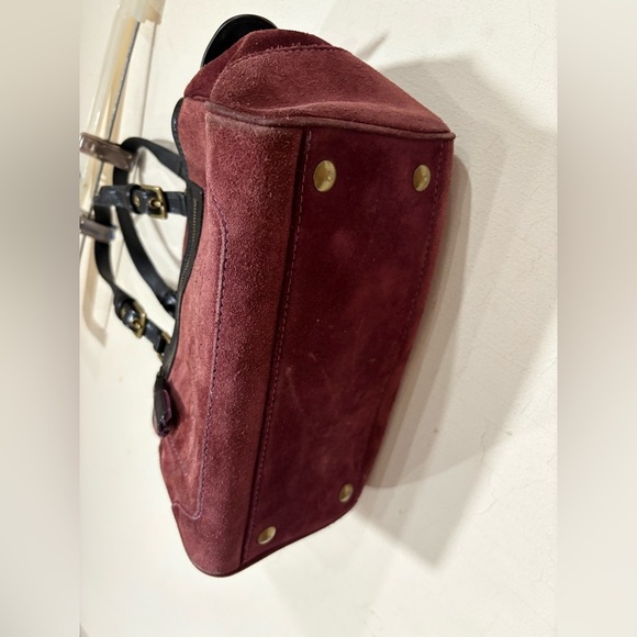 Coach Hamilton Suede Tote Bag Carryall Purse Eggplant Purple - Picture 6 of 11